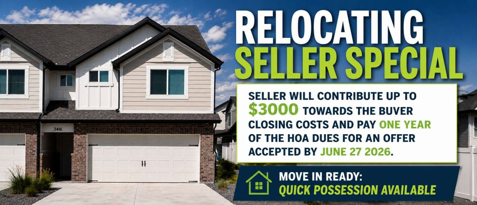 Promotional Advertisement. Detailing seller incentives and property availability for the property