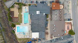 Aerial view of a pool