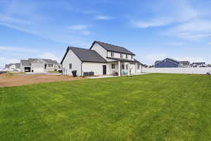 Back of property featuring a patio area and a residential view