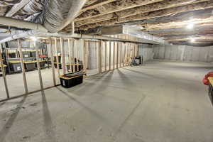 View of unfinished basement