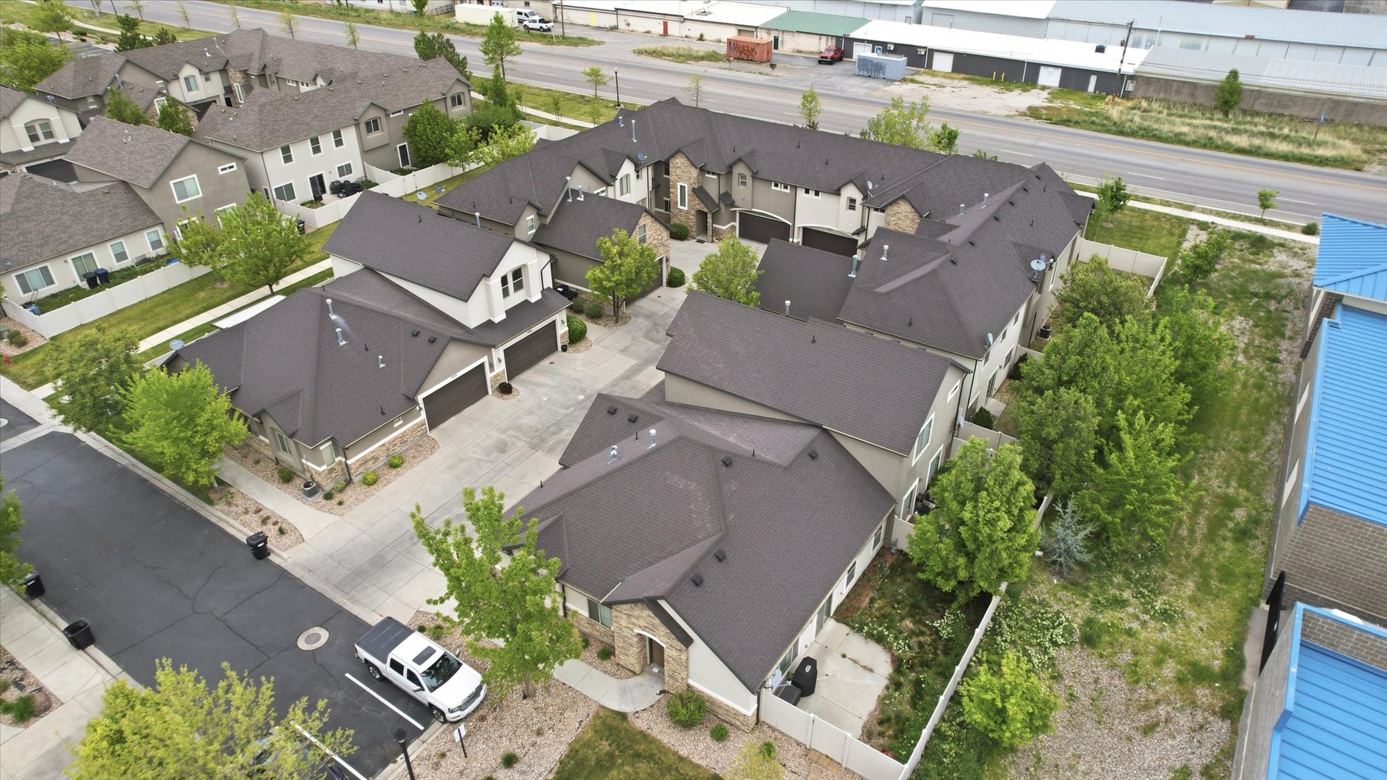 Aerial view of residential area