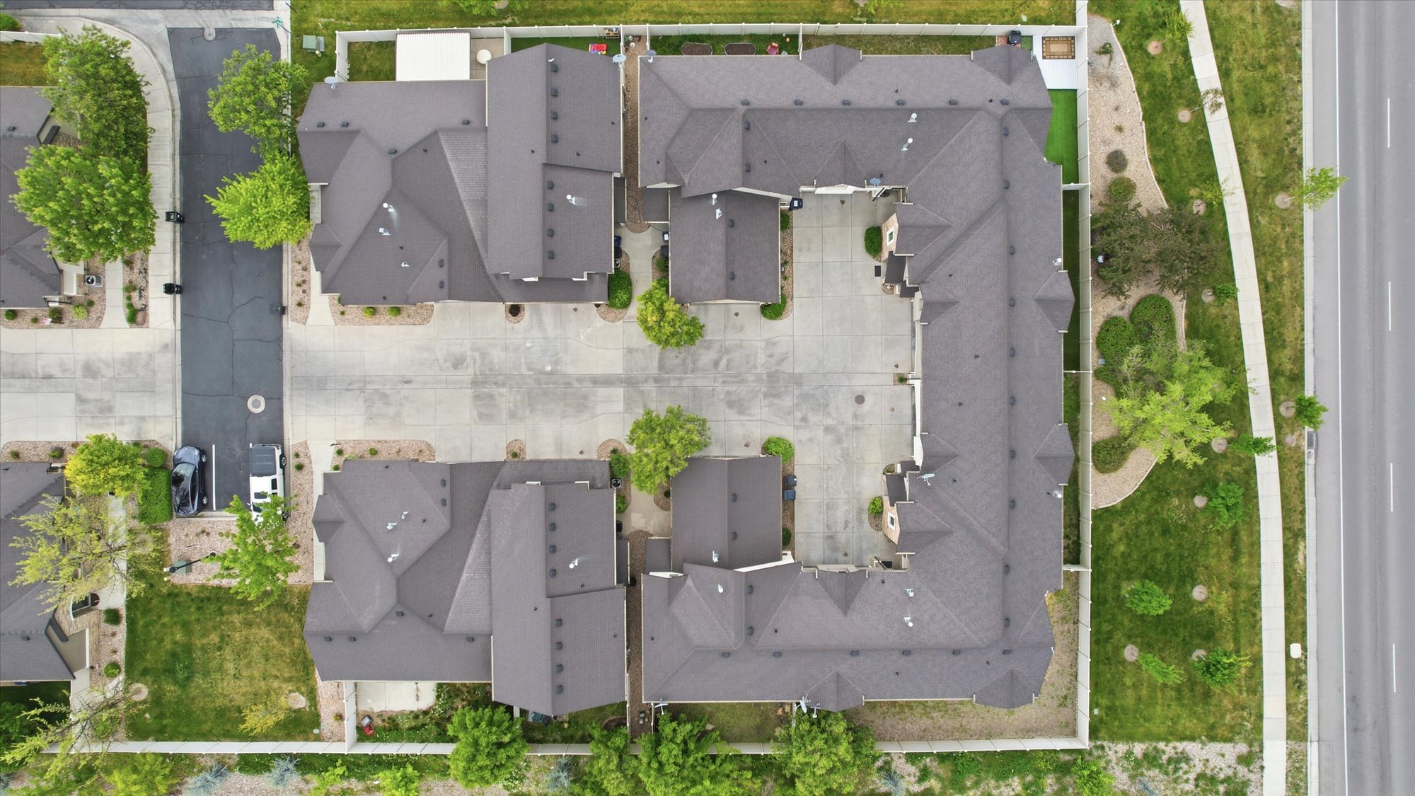 Aerial perspective of suburban area