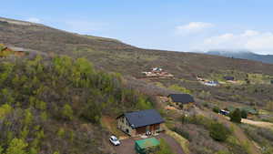 Bird's eye view of a mountain backdrop