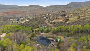 Aerial view of a mountain backdrop