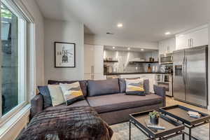 Living room with recessed lighting