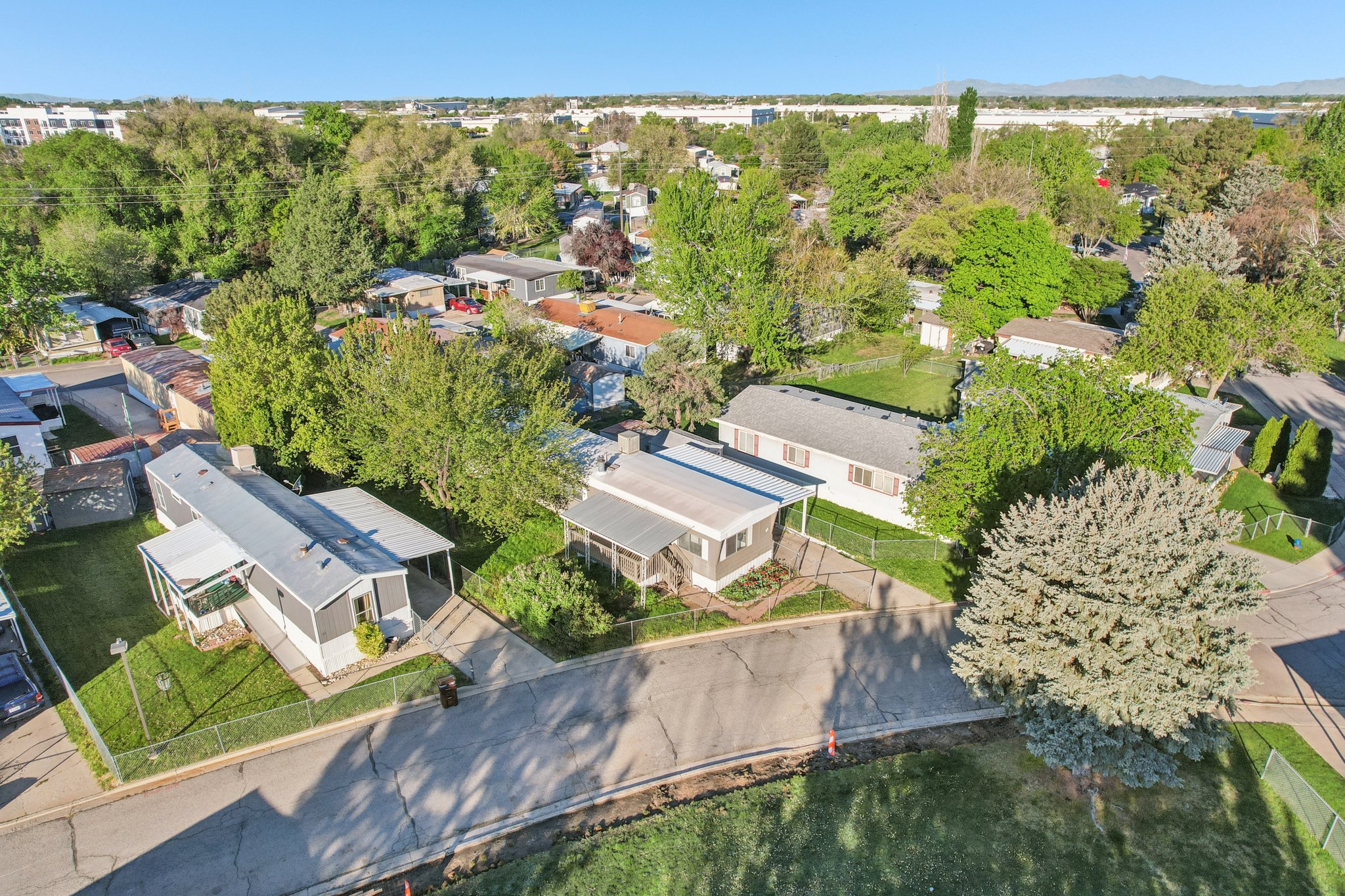 Aerial view of residential area