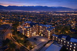 Bird's eye view of a mountainous background
