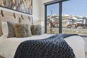 Bedroom featuring a mountain view