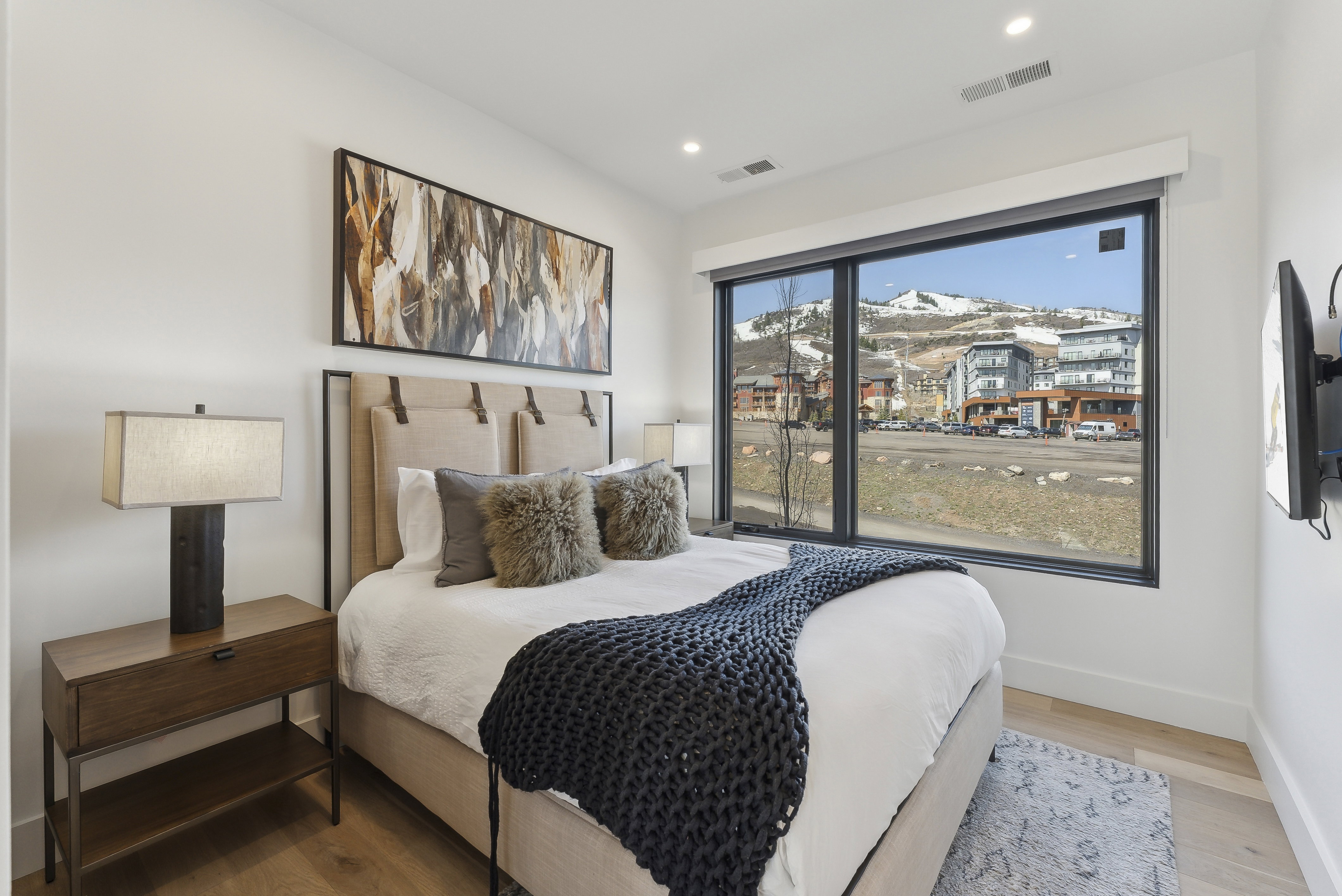 Bedroom featuring light wood-type flooring and recessed lighting