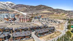 Aerial overview of property's location featuring mountains