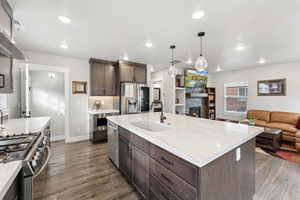 Great room with beautifully renovated kitchen and living room.