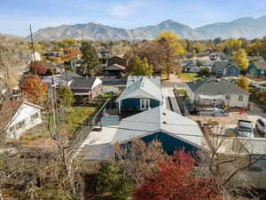 Aerial perspective of home, Sugar House area and mountains