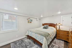 ADU Bedroom (#3 in house) featuring LVP flooring, recessed lighting, and can lights