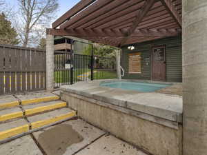 View of pool featuring a pergola and a pool