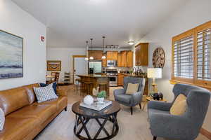 Living area with rail lighting