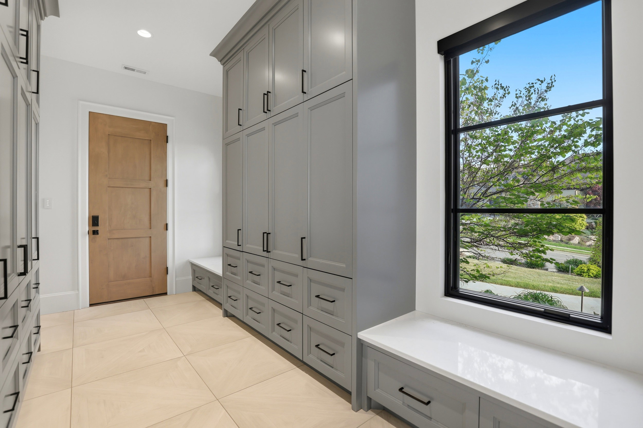 Mudroom with recessed lighting