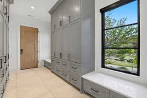 Mudroom with recessed lighting