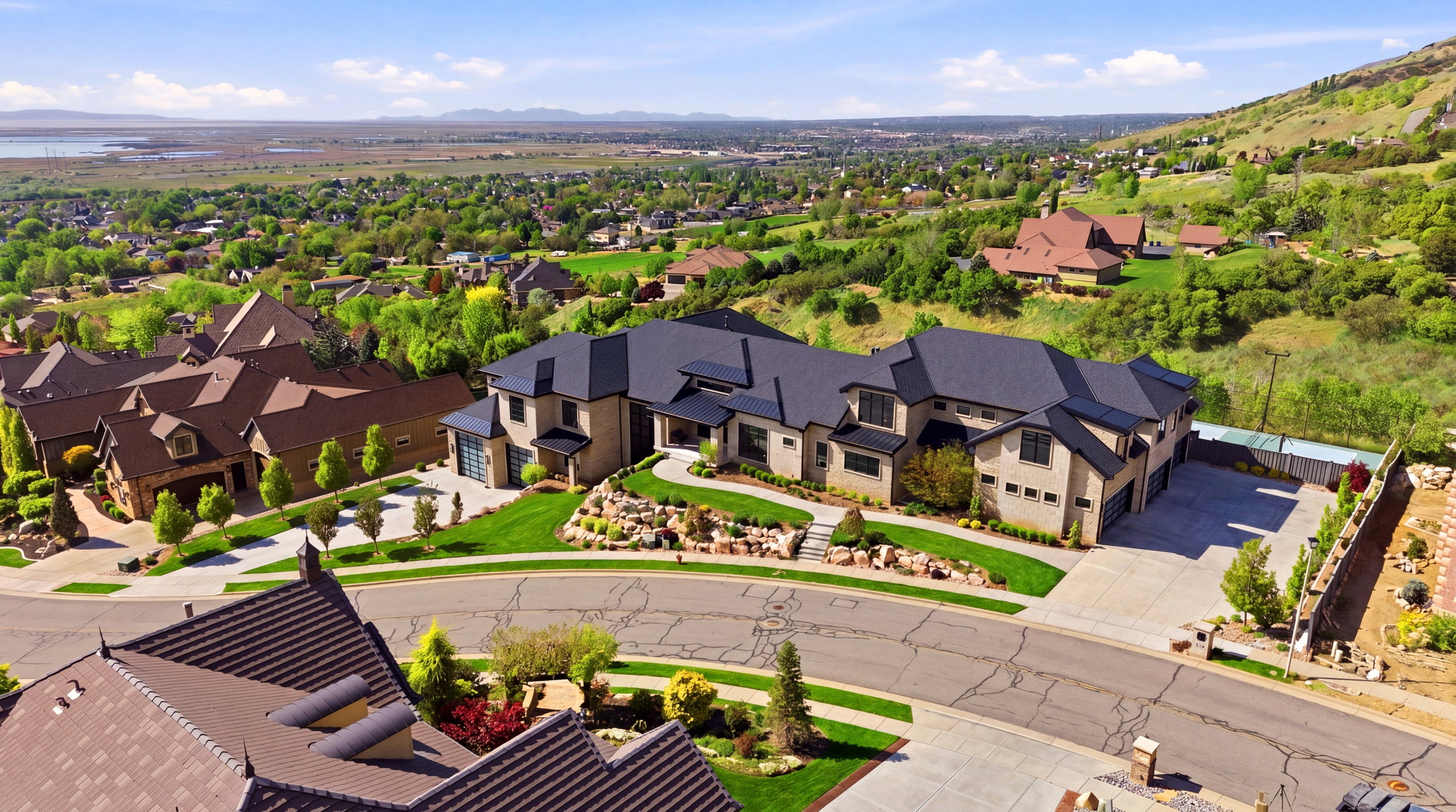 Bird's eye view of a mountain backdrop