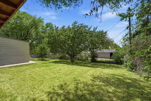 View of fenced backyard