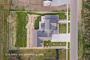 Aerial view of property's location with property parcel outlined