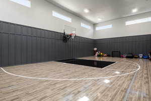 View of basketball court featuring basketball court
