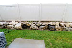 View of fenced back patio