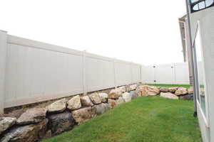 View of fenced back patio