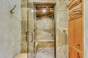 Bathroom with a shower stall