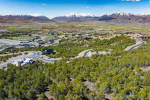 Drone / aerial view of a mountainous background