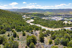 Aerial view of a mountainous background
