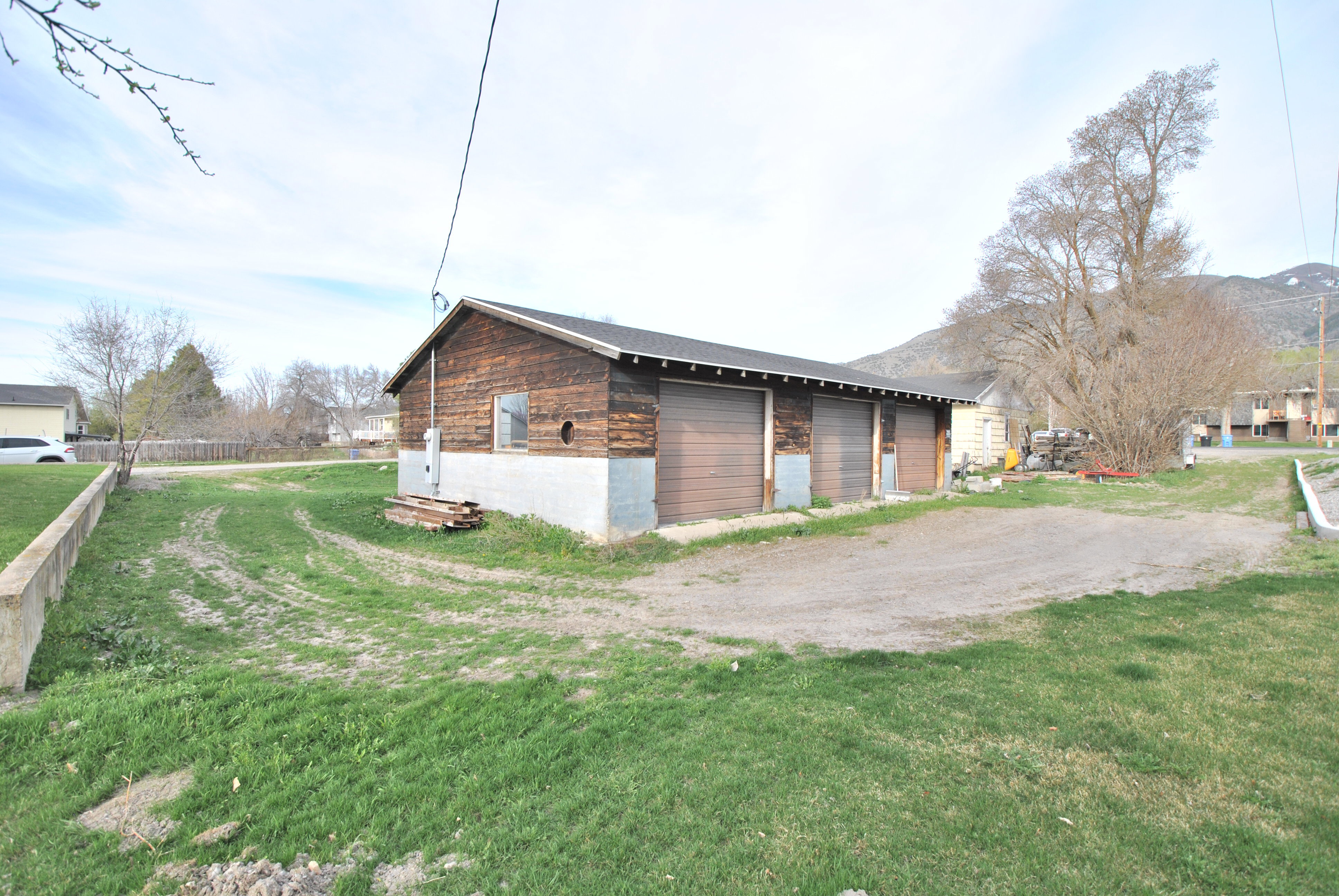 View of side of outbuildings