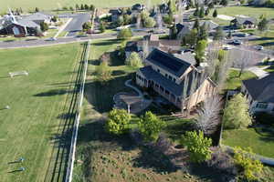 Aerial perspective of suburban area