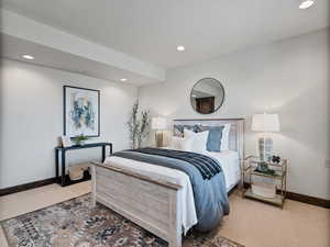 Bedroom with baseboards and recessed lighting