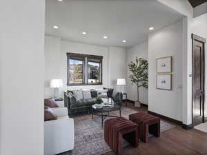 Living room featuring recessed lighting and hardwood / wood-style flooring
