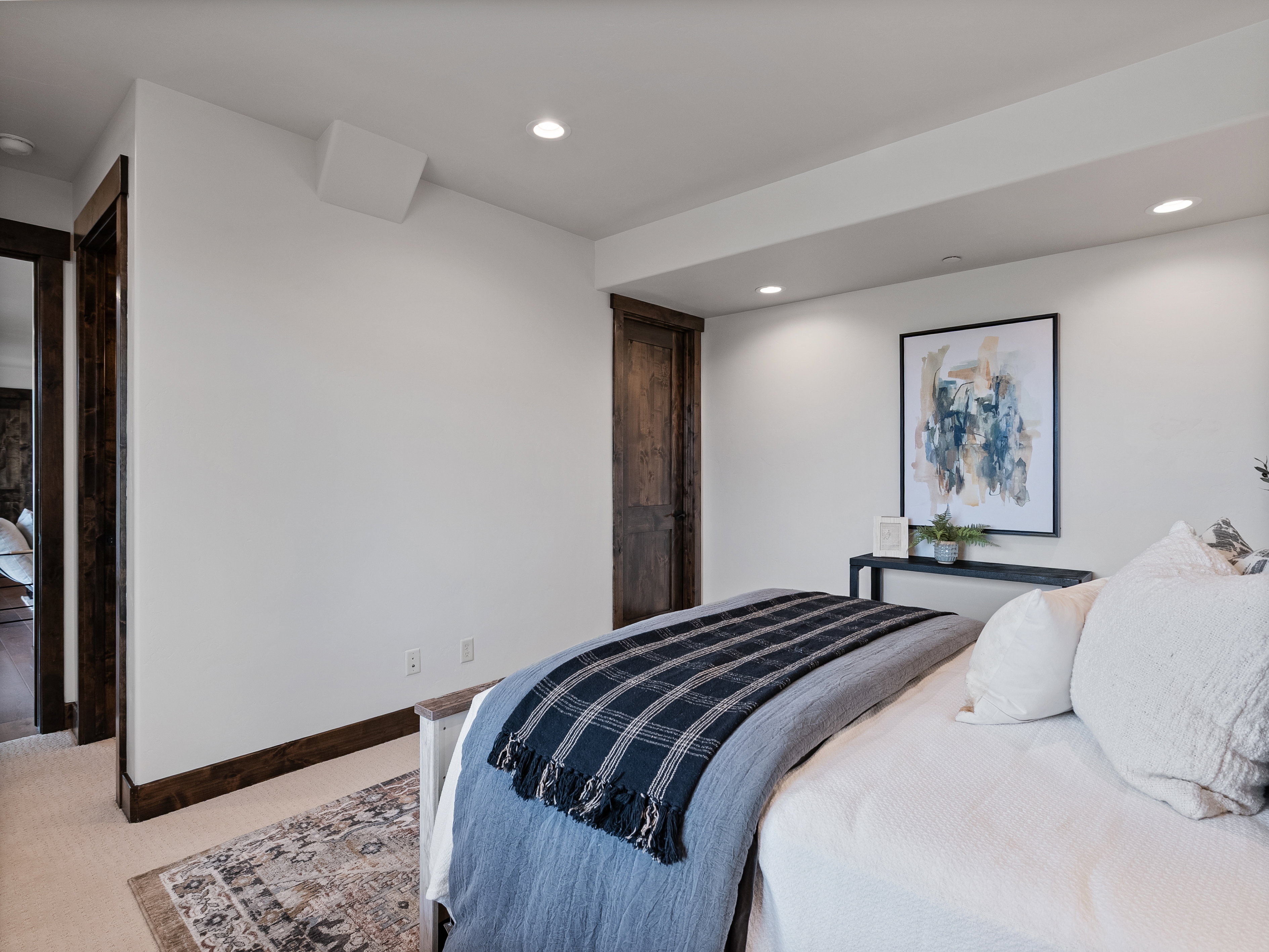 Bedroom with carpet and recessed lighting
