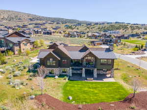 Aerial perspective of suburban area featuring mountains