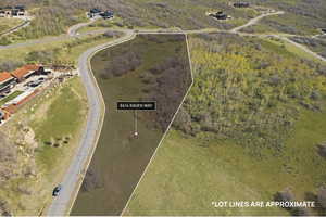 Aerial overview of property's location with property boundaries highlighted