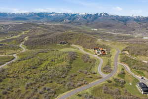 Drone / aerial view of a mountain backdrop