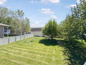 View of fenced backyard