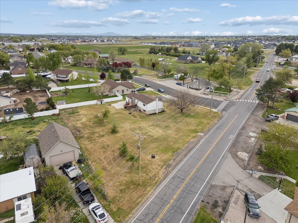 Aerial perspective of suburban area