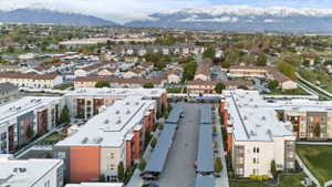 Aerial view of a mountain backdrop