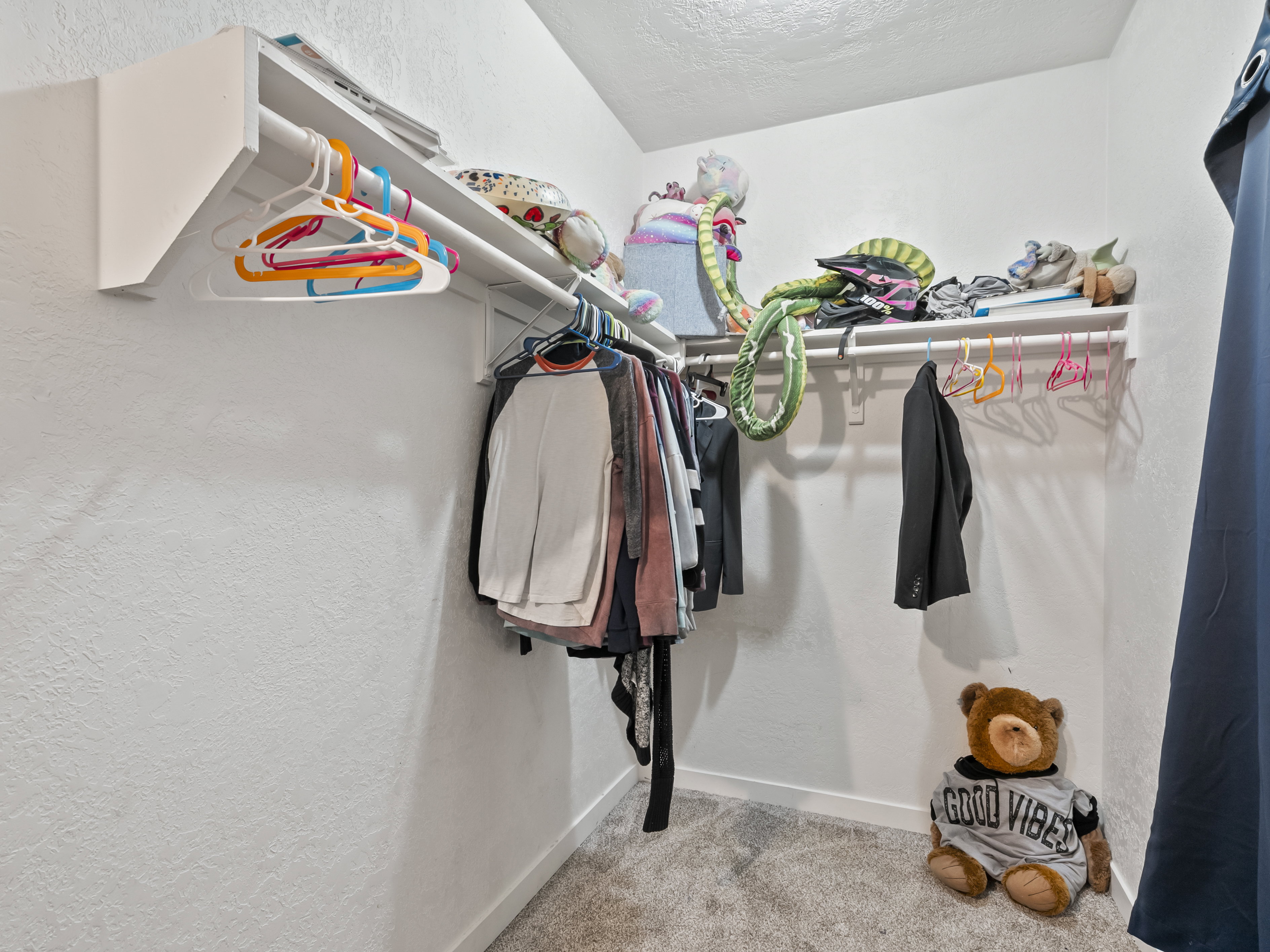 Walk in closet with carpet