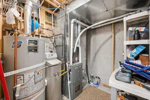 Utilities with gas water heater and heating unit