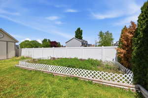 View of fenced backyard