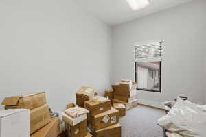 Miscellaneous room featuring light colored carpet
