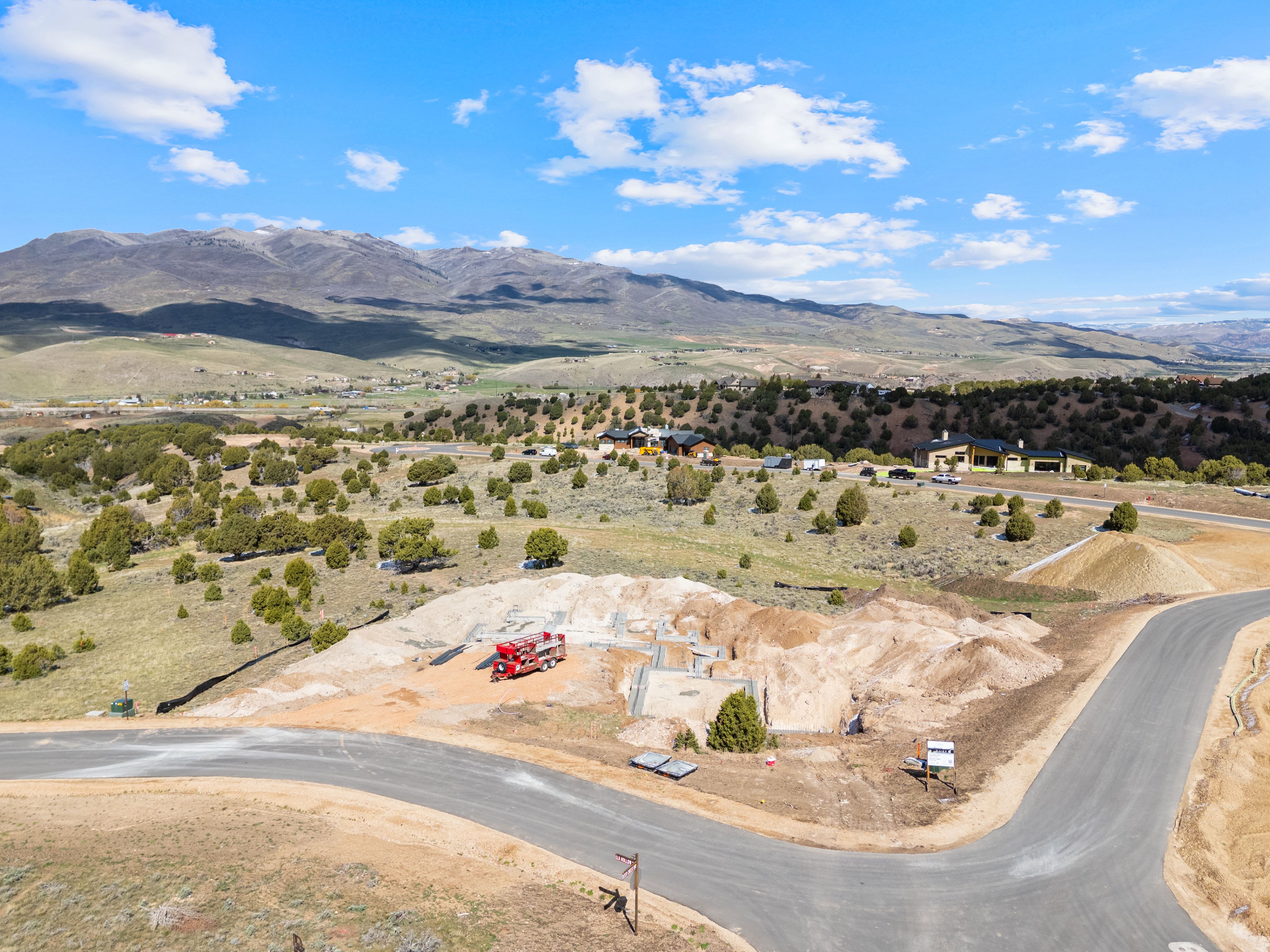 Aerial view of a mountain backdrop