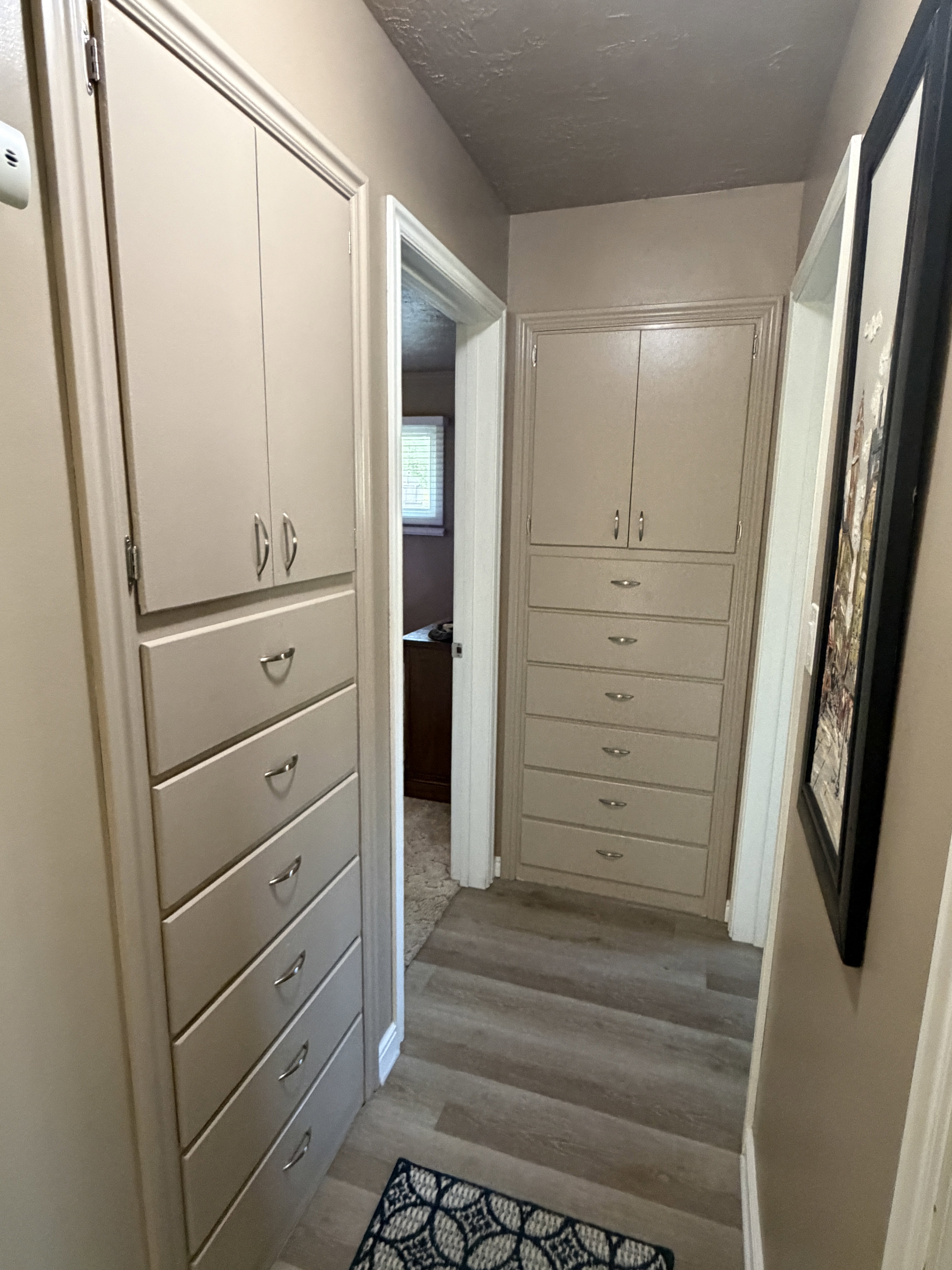 Hallway with awesome built ins.