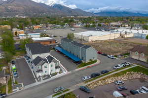 Drone / aerial view of a mountain backdrop