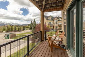 Balcony with a mountain view