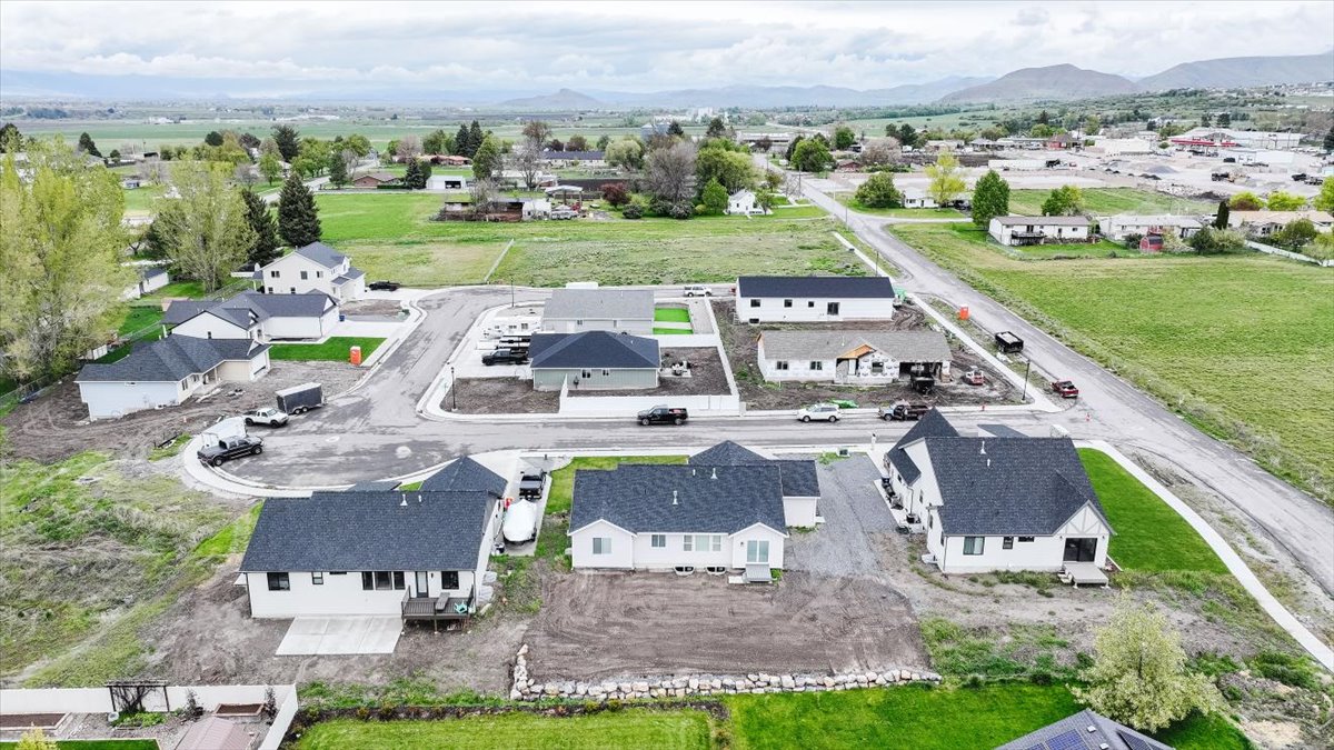 Aerial perspective of suburban area